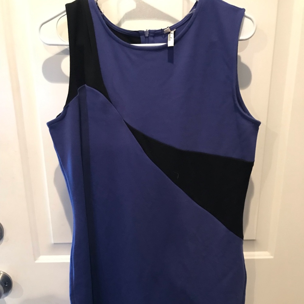 Blue and black sheath dress